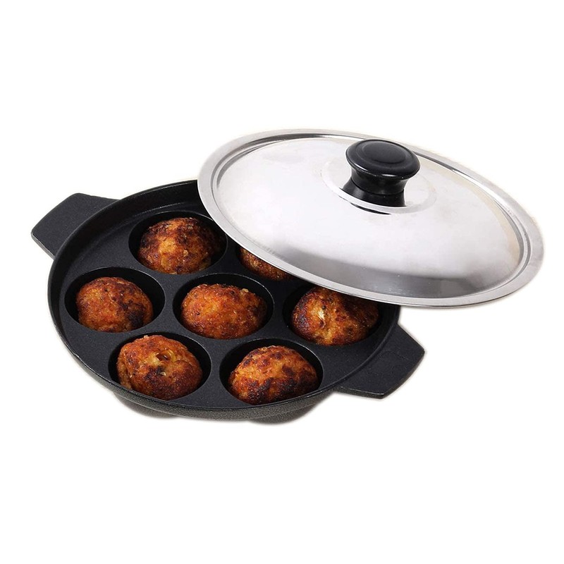 SRIYUG - Sartén antiadherente con tapa de acero inoxidable Appachetty