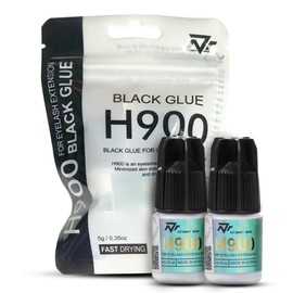 MDC Lashes - H900 Black Glue for Eyelash Extension, 2 bottles/6ml, 1-2s Drying Time, 7-8 Weeks Retention, Black Strong Adhesive, Waterproof Lash Bond, Latex Free, Professional Use Only.