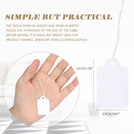 Pack of 500 Price Tags Small Hanging Tags Marking Labels with Thread, 22 mm x 35 mm, for Jewellery Clothing Display