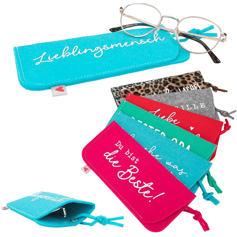 Depesche 11838-022 Felt Glasses Case in Red with the Inscription