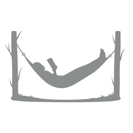 Person Reading a Book, Relaxing in Hammock 6 inch Grey Indoor Outdoor Vinyl Decal