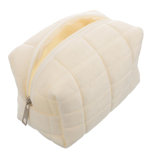 Baluue Large Capacity Checkered Makeup Pouch Soft Durable Travel Toiletries