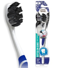GuruNanda - cepillo para polvo de dientes de carbón de mantequilla en encías, más de 8.000 cerdas Softex para dientes y encías sensibles, ayuda a blanquear los dientes, extra suave (1 unidad)