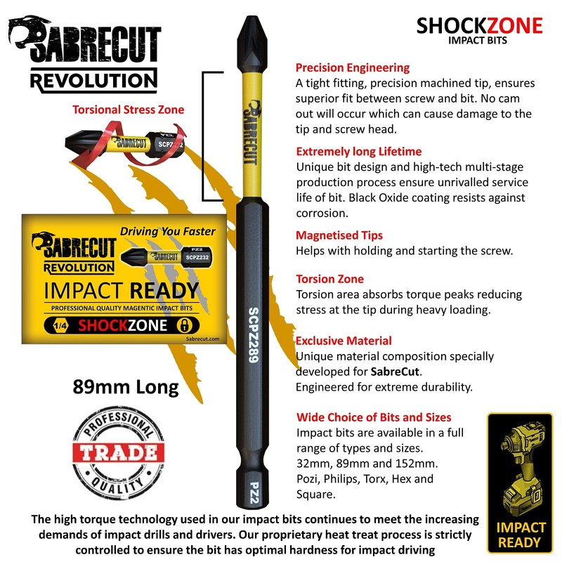 10 x SabreCut SCTP2589_10 89mm T25 TX25 Torx Tamper Proof