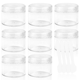 8PCS Travel Pots for Toiletries, Travel Containers, Travel Po for Toiletries 20ml Small Clear Travel Containers Jars Round Empty Plastic Cosmetic Jars with 4 PCS Lids Spatulas for Cream Makeup
