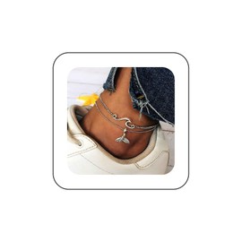Cimenexe Bohemian Layered Mermaid Tail Ankle Bracelet Silver Wave Ankle Chain Bracelet Mermaid Tail Fish Beach Anklet Chain Beach Surfer Foot Chain Anklet Summer Beach Foot Chain Jewelry