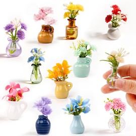 Cute Mini Vase Magnets for Fridge, Funny Small Ceramic Vase Magnetics with Flowers, Tiny Flower Vase for Refrigerator, Kitchen, Office Decoration, Cute Plant Vase Gift for Family and Friends