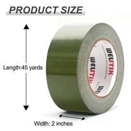 WELSTIK Professional Grade Army Green Tape Duct Tape, Waterproof Duct Cloth Fabric,Duct Tape for Photographers,Repairs, DIY, Crafts, Indoor Outdoor Use,2 Inch X 45 Yards, Olive Green