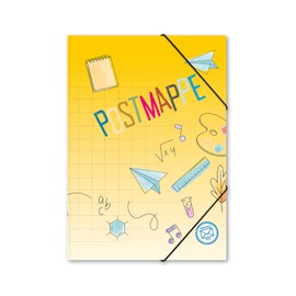 itenga Postal Folder with Elastic Closure DIN A4 Motif with Elastic Closure – Folder Corner Folder (Doodles School)