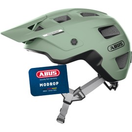 ABUS Casco MTB MoDrop, robusto casco da bicicletta con buona ventilazione per mountain bike, vestibilità personalizzata, unisex, verde, L