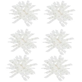 White Gift Bows Curly Ribbon Self Adhesive Twist Tie Bows for Treat Bags, Grosgrain Ribbon, 4 Inches, 6 Packs