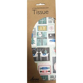 Christmas Stamps Tissue Printed Patterned Tissue Wrapping Paper Deva Designs 4 Sheets 50 x 70 cm