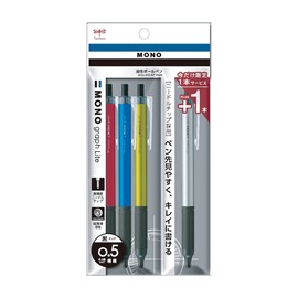 Tombow Permanent Ballpoint Pen, Monograph Light, 0.5mm, Black, 3-Axis Color Assortment+1 Omake, Limited Pack FCE-311XP