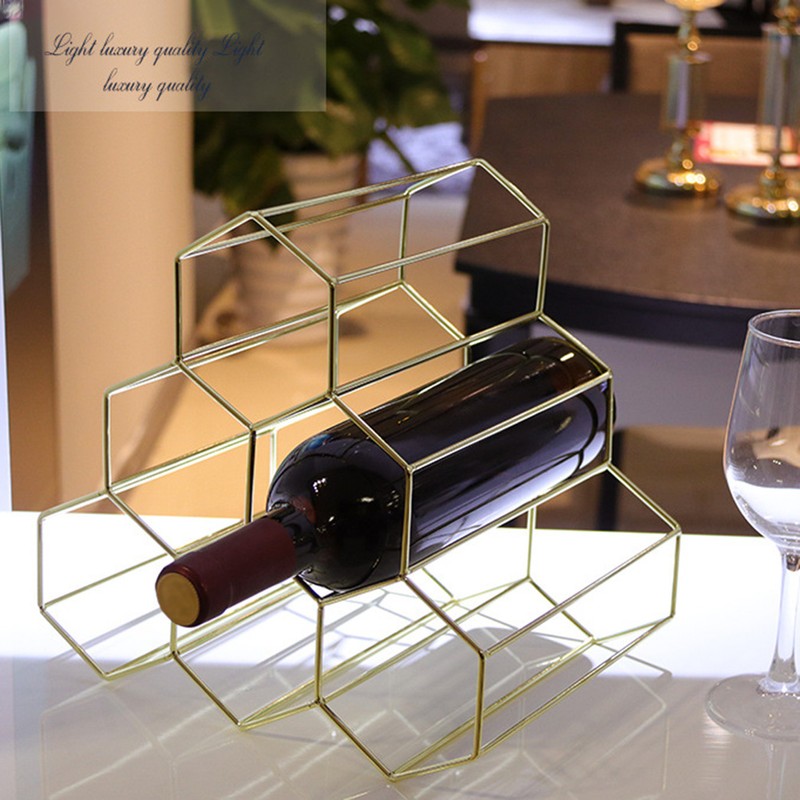 Tabletop Wine Rack 6 Bottle Wine Holder Modern Metal Wine
