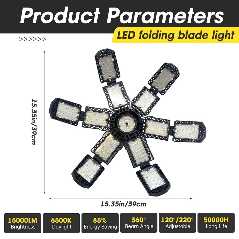 PINSAI 2 Packs LED Garage Light,Super Bright Screw in E26/E27