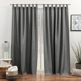 Exclusive Home Loha Tuxedo Tab Top Curtain Panel Pair, 54"x96", Black Pearl