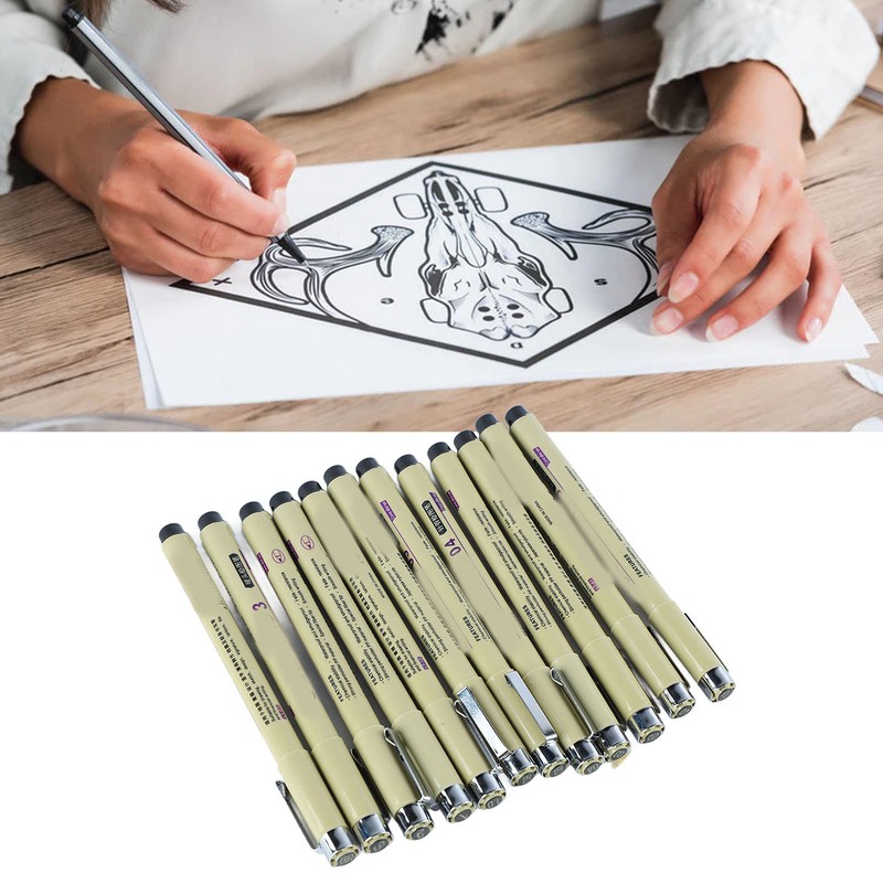 12pcs Waterproof Fine Tip Pens Quick Drying Smoothly Writing Nylon