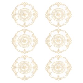 sourcing map 6Pcs Retro Lace Placemats, French Crochet Doilies Round Embroidered Hollow Cup Vase Table Mat for Dining Table Kitchen Party 11.02x11.02inch, Pure Cream