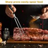 luvtree Heavy-Duty Stainless Steel Carving Fork with Black Wood-Sheathed Handle