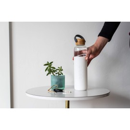 SOMA Glass Water Bottle with Silicone Sleeve, BPA-Free, White, 25oz