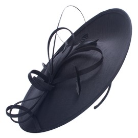 Lawliet Women Black Wedding Occasion Sinamay Fascinator Hat Headband Headpiece T444