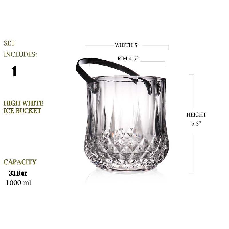 BothEarn Small Round Glass Ice Bucket Kits, Heavy Thick Wine