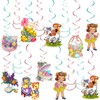 40PCS Easter Hanging Swirl Decorations, Easter Hanging Eggs/Bunny/Egg Basket Easter/Chick/Duck/,