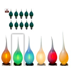 Royal Designs, Inc. Transparent Silicone Dipped Filament LED Bulb, 1-Watt C7 E12 120V 2500K, Green, Pack of 10