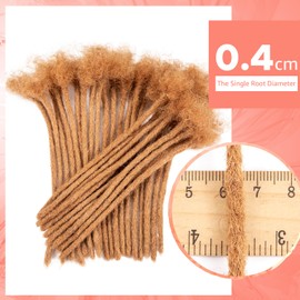 Teresa 6 Inch 0.4cm Width Loc Extension Human Hair #30 Brown Color 20 Strands Full Hand-made Permanent Locs Extensions Can Be Dyed and Bleached for Men/Women/Kids Real Dreadlock Extensions Human Hair