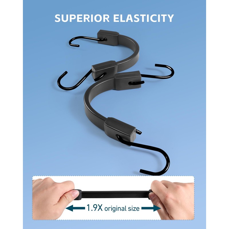 20 Pack Rubber Bungee Cords with Upgraded Hooks, 10 15