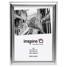 Hampton Frames SHINY Poster Certificate Photo Frame Acrylic (Non Glass) Silver A4 (21x30cm) PILA4SHINNG