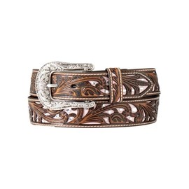 ARIAT Women's Scrolling Filigree Crystal Belt, Brown, Medium