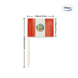 100 Pack Mini Peru Flags Small Peruvian Toothpick Flag for Party Appetizers, Cupcakes, Cakes, and Food – Perfect for National Holidays, Sports Events, and Themed Parties (Peru)