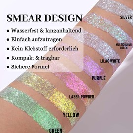 Body Glitter Gel, Roll-on Glitzer Gesicht, Pailletten Face Glitter & Körper Glitzer für Festival Accessoires, Sequins Sparkling Glitzer für Haare Lippen Makeup, Shimmer Festival Zubehör(Multi Green)