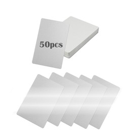 Blank Business Cards, Pack of 50 Metal Cards 8.6 x 5.4 cm, Stainless Steel Plate Thickness 0.21 mm, Metal Business Cards, Laser Material, Silver-Coloured Laser Engraved Business Card for Business