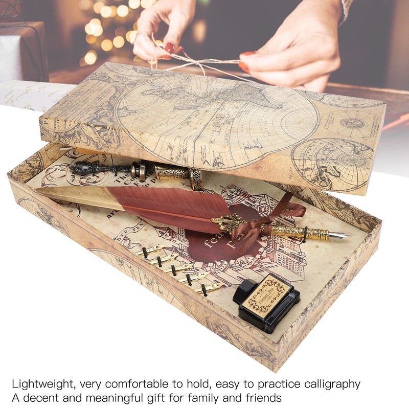 Quill Pen Set Feather Writing Drawing Dip Pen Students Teacher