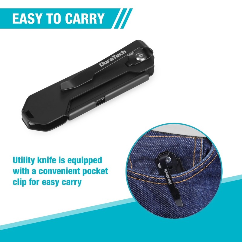 DURATECH 2-Pack Folding Utility Knife, Mini Box Cutter with Safety