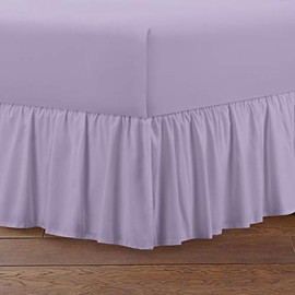T152 Frill Valance Sheet Easy Care Polycotton Plain Dyed Bedding Uk Bed Size Lilac SINGLE