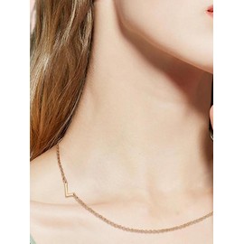 Simple Letter Charm Initial Pendant Necklace for Women for Gift, Stainless Steel Jewelry, Fashion All-match Accessory Back To School for Fall 2024 - Color: Golden, Specification: Letter I