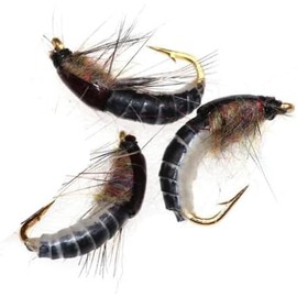 3 Pcs Super Sturdy Realistic Nymph Scud Flies, Popper Flies for Trout Nymph Beadhead Fishing Wet Assortment Flies Bug Worm Scud Looking
