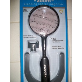 Magnilamp Standing Magnifier 2X Power with 4X Power Bifocal Spot Lens and Built-in LED Illumination Hand-Held or Hands-Free