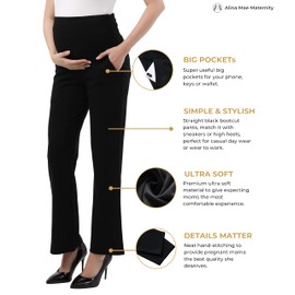 Alina Mae Maternity Pants Comfortable Stretch Over-Bump Women Pregnancy Casual Trouser for Work 16-18