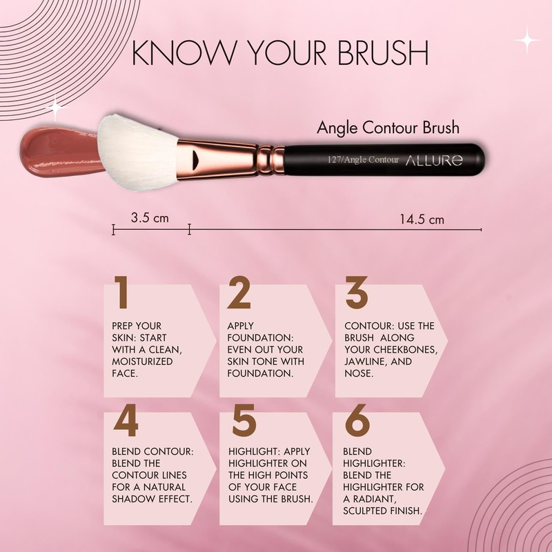 Allure Professional Makeup Brushes for Face- Rose Gold - Luxe