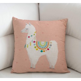 Swono Throw Pillow Cover Cute Hand Drawn Llama Decorative Pillow Cases Home Decor Square 18x18 Inches Pillowcases