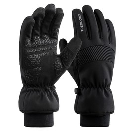 TRENDOUX Winter Non-Slip Thermal Gloves, Thick Warm Fluffy Gloves with Strong Grip for Camping, Skiing, Black, XL