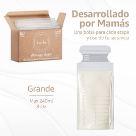 Lurko Bolsas de Almacenamiento de Leche Materna Bolsas de Leche Materna Tamaño 240 ml Bolsas para Almacenar Leche Materna Breastmilk Esterilizadas Listas para Usarse (8 Oz 100 pcs)