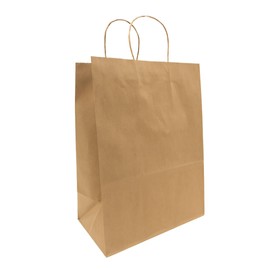 ASSUREPAK Paper Bags - 12"x9"x16" - 100 Bags - 74 LB Weight basis (110 GSM strong) Twisted Handle - Kraft/Natural