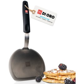 Silicone Turner Pancake Spatula - Nonstick Cookware Safe 600°F Heat-Resistant Flexible & Thin Cooking Flipper for Eggs - Reinforced Stainless Steel Core - BPA Free & Dishwasher Safe by DI ORO