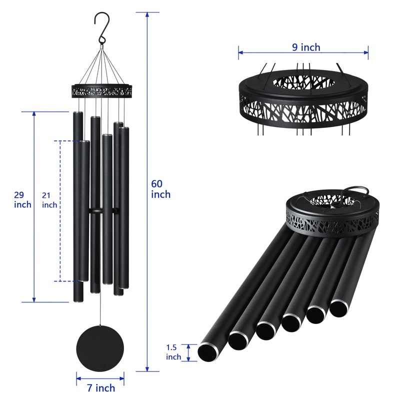 60" Extra Large Wind Chimes for Outside Deep Tone, Sympathy