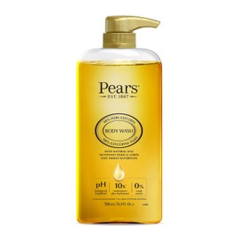 PEARS Pears Body Wash, Natural Oils C Pure & Gentle 100% Soap-Free Glycerin Cleanser for Glowing Skin, 500ml